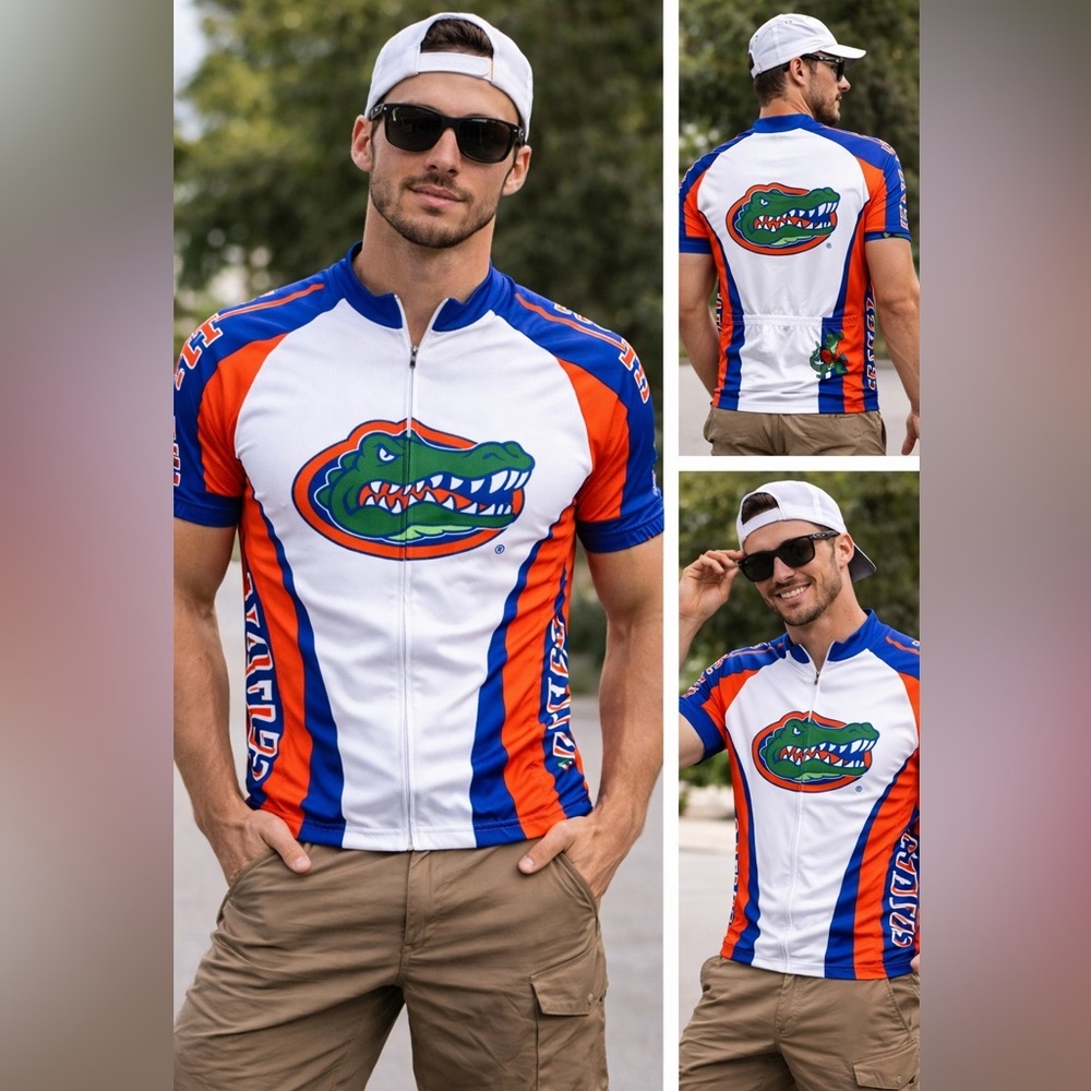 Florida Gators Cycling Jersey XL NCAA Adrenaline Promotions Full Zip Blue Orange - Picture 16 of 16